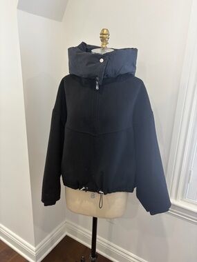 Zara Black Wool-Blend Button-Collar Jacket